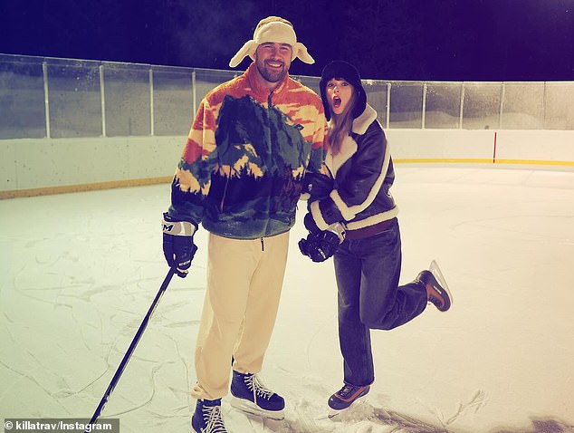 Other pictures show them out for dinner, clowning around in the snow and skating on an ice rink
