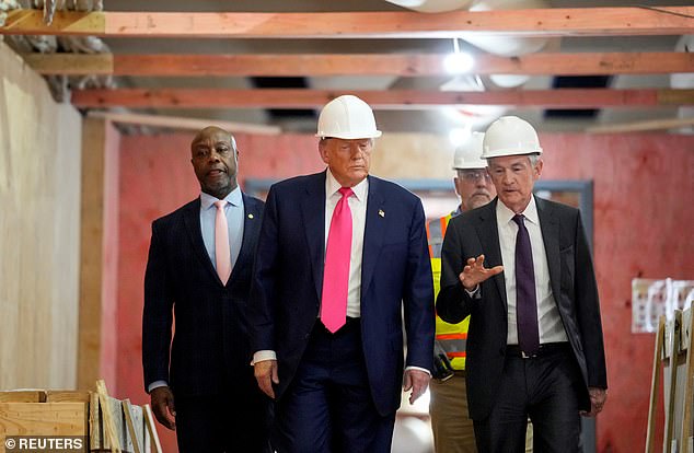 President Donald Trump, Federal Reserve Chair Jerome Powell, and U.S. Senator Tim Scott (R-SC) tour the Federal Reserve Board building