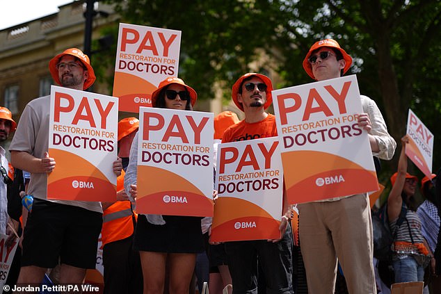 Junior doctors protesting outside Downing Street, London (File image)