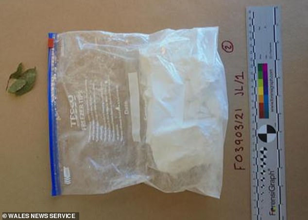 A block of cocaine seized from Pibwr Farm, near Capel Dewi in Carmarthenshire