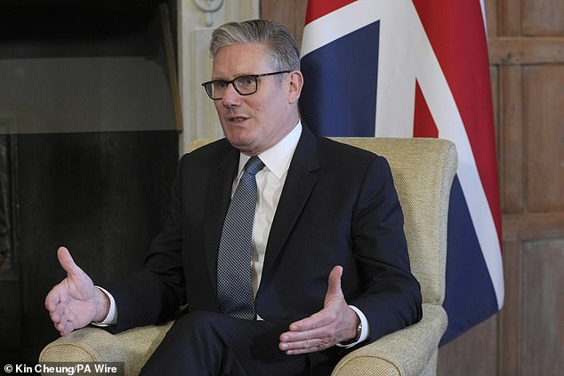 Prime Minister Sir Keir Starmer at Chequers near Aylesbury in Buckinghamshire yesterday