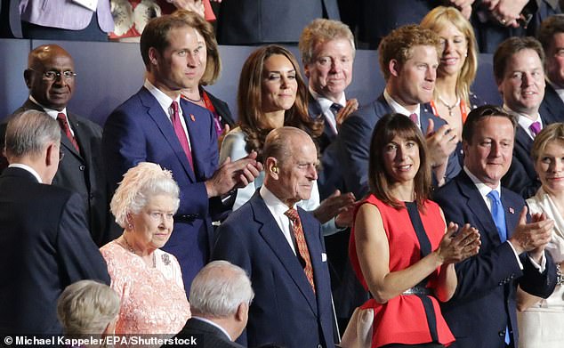 Prince William and Harry, who were standing behind the then-prime minister David Cameron and his wife, Samantha, were beside themselves and shouted out in unison: 'Go, Granny!'