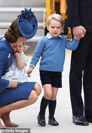 Prince George wore a blue jumper by Pepa London as he arrived with his family in Canada in 2016
