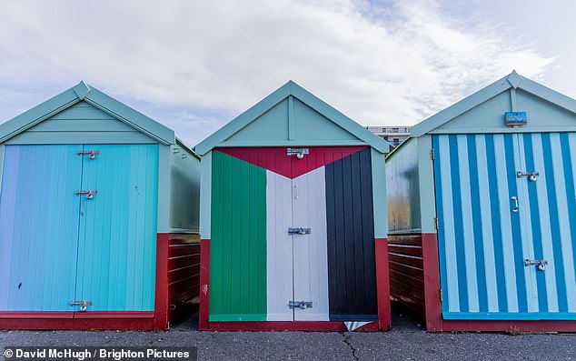 In an email addressed to Ms Lesley, a member of the council said that the body have a 'very strict policy on the presentation of beach huts'. Defending their decision, they added that the Palestinian flag (pictured) 'is likely to interfere with community cohesion'