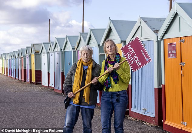 In October 2023, Brighton and Hove Council announced controversial plans for a 10 per cent effective sales tax for beach hut owners. Paula Ford (pictured right with friend Chris Halpin), has owned a beach hut along the seafront for 30 years