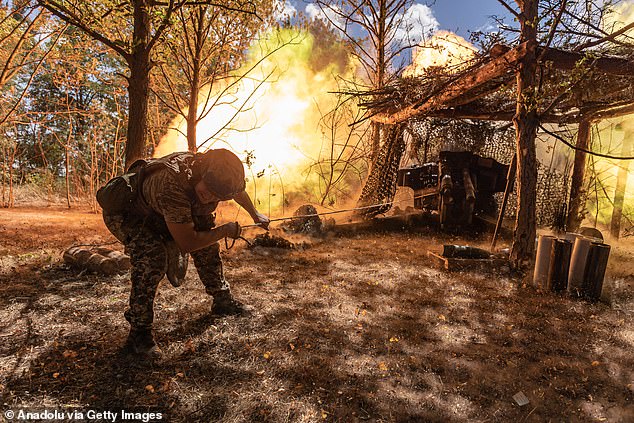 Ukrainian territorial defence soldiers from the Donetsk Oblast fire D-20 artillery in the direction of Toretsk, Ukraine, 24 July 2025