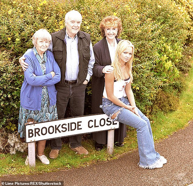 Jennifer soared to fame in the Nineties playing Emily Shadwick in Brookside (pictured with Jean Heywood, Kenneth Cope and Marji Campi)