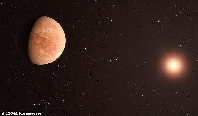 The innermost planet (artist's impression), L 98-59 b, is about 84 per cent the size of Earth, and about half its mass