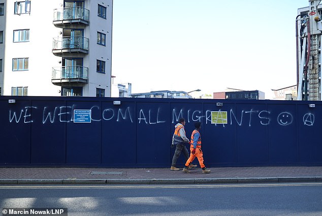 Others in the community say: 'We welcome all migrants'. Pro-migrant protesters have countered at the demonstrations