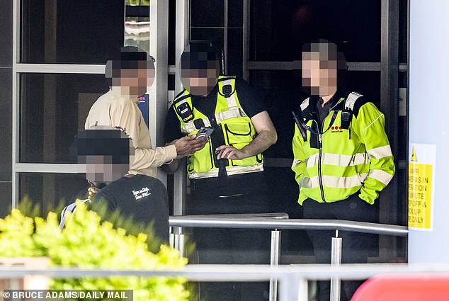 Protesters have regularly turned up at the Cresta Court Hotel in Altrincham, in recent months. Pictured: Security at the hotel