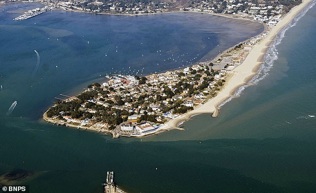Pictured is an aerial view of Sandbanks, where the £2.5million home is located. In just 30 minutes, Evans and Fulton ransacked the property, fleeing with £220K worth of stolen luxury goods