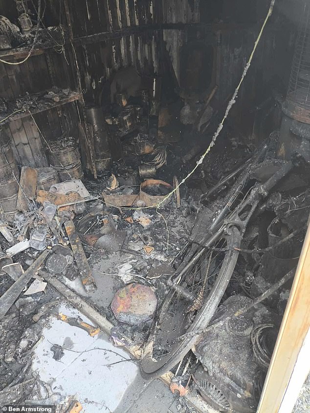 Videos recorded by Ben shows how the interior of their home has been completely gutted by the blaze