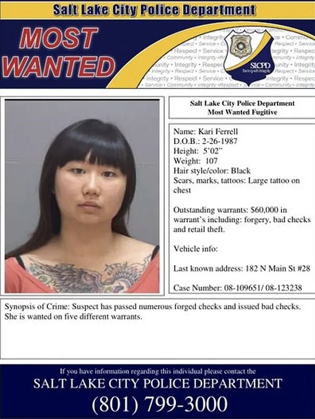 After leaving Utah while on bail, Kari was put on a 'most wanted' list - which she was unaware of for some time