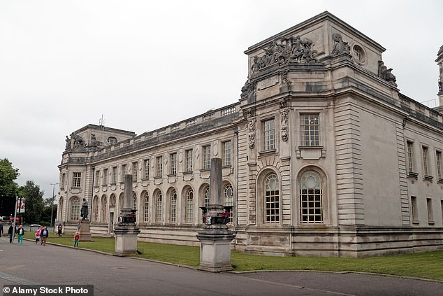 On one occasion, Simmonds, who had initially added the underage girl on Facebook, allegedly filmed the young victim while having sex with her, with the victim stating he had 'a little smirk on his face' throughout, Cardiff Crown Court (pictured) heard