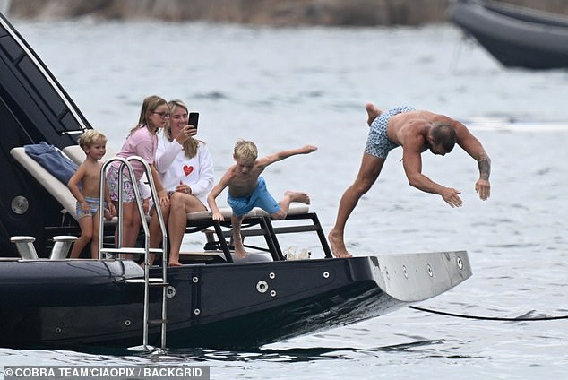 On Thursday, the couple appeared happy during the lavish boat holidaywith Conor Jr, eight, Croia, six, Rian four and Mack, 20 months