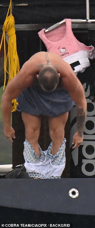 Conor changed his shorts several times after jumping in the water