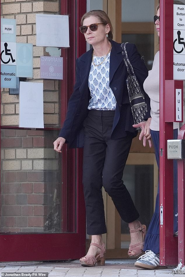 Amanda Thorpe outside Surrey Coroner's Court, Woking, for the inquest into the death of her husband, former England cricketer Thorpe