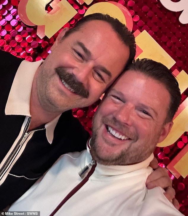 The real Danny Dyer (pictured, left) poses for a snap with Mike Street (pictured, right), the winner of the lookalike competition