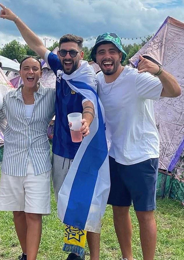 Emily with her friends Gali, right, and Ziv Berman, who are still being kept hostage by Hamas
