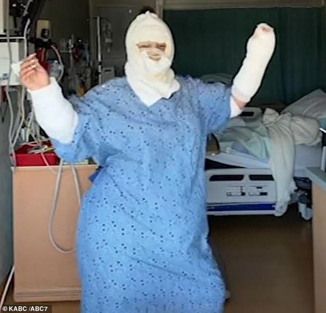 She's been documenting her recovery on TikTok, showing herself dressed in a hospital gown, covered in bandages as she heals