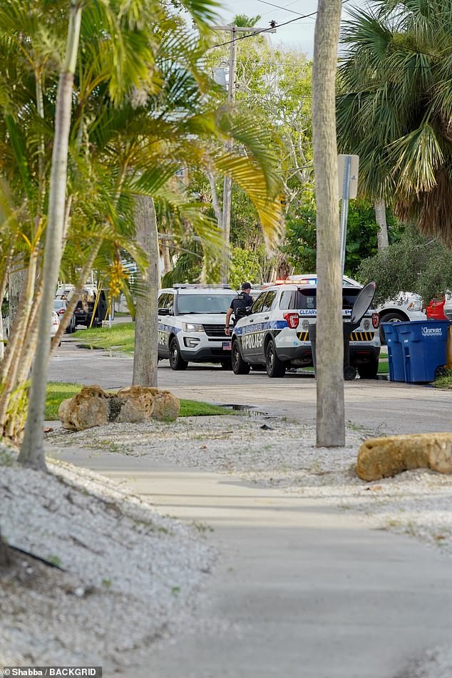 A sizable police presence was seen surrounding the home to deter the media from coming to close as the family deals with Hogan's sudden passing
