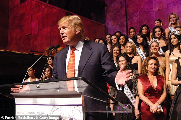 Transcripts from Maxwell's 2021 trial revealed that Jane allegedly took part in a teen beauty pageant in the 1990s that he ran (PICTURED: Trump hosting The Miss Universe Guide to Beauty at Trump Tower in 2006)