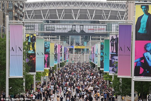 Wembley Way was swarmed with Oasis fans ahead of the band's triumphant return to London