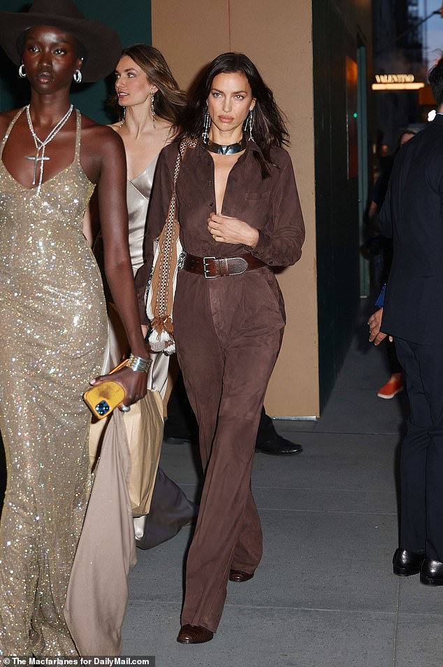 Irina Shayk visits The Polo Bar after starring in Ralph Lauren's 2024 Fashion Week show