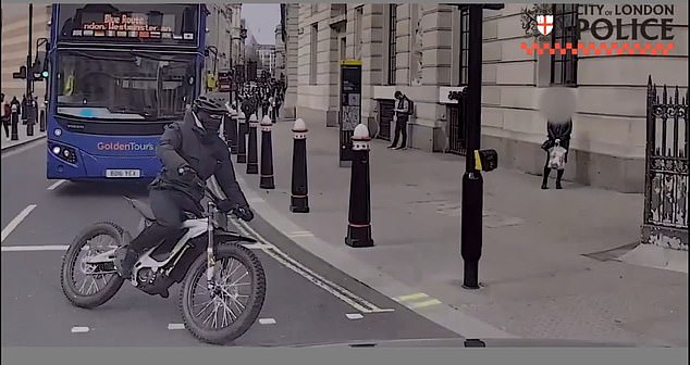Stringer (above) drove his electric bike round the city at speeds of up to 50mph to snatch the devices from pedestrians before being caught and jailed for two years last August