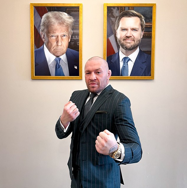 In March, days after a controversial trip to the White House Conor McGregor, 37, (pictured) announced his bid to become Ireland's President