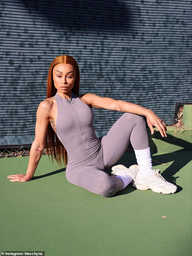 She wore a taupe jumpsuit that showcased her dedication to her fitness routine