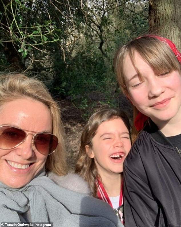 The actress, 54, shares children Flo, 17, (right) and Marnie, 12, (centre) with actor Tom, 46