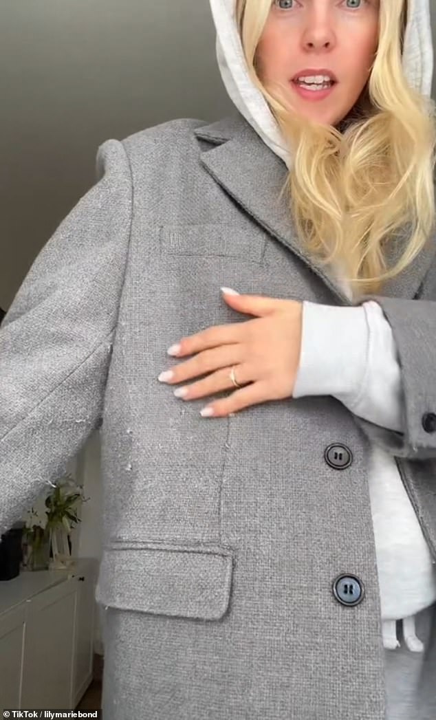 Lily Marie Bond (pictured) shopped the collection and managed to get her hands on the viral grey blazer but was disappointed when it pulled after one wear