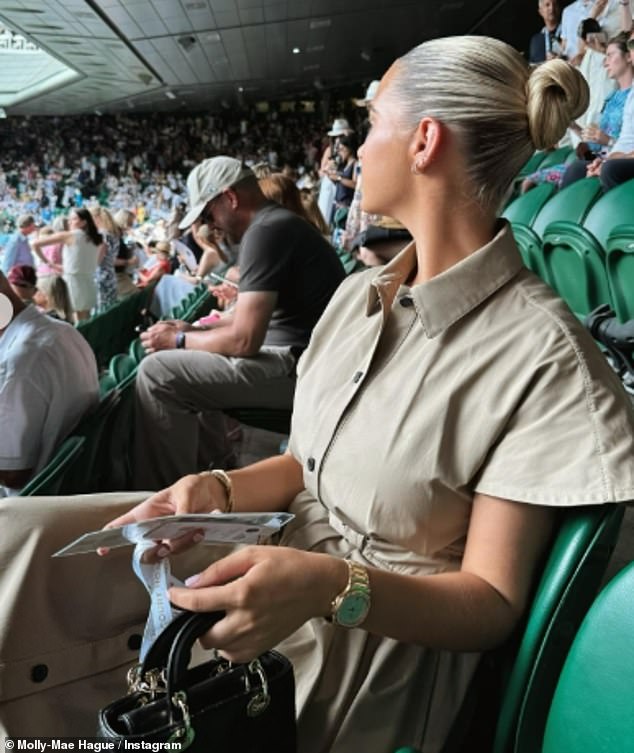Her complaints came just hours before she shared a collection of recent summer snaps, including plush holiday and Wimbledon outing (pictured)