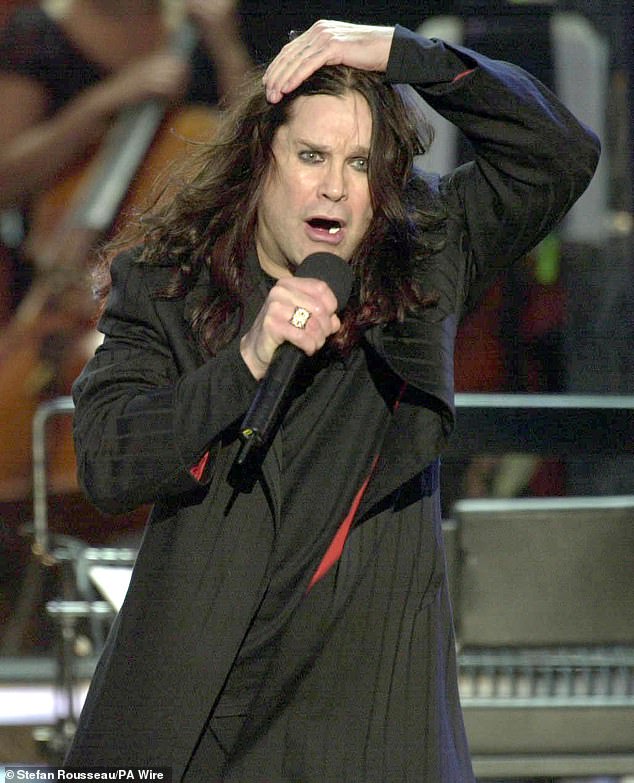 Ozzy Osbourne on stage in the gardens of Buckingham Palace for the second concert to commemorate the Golden Jubilee of Britain's Queen Elizabeth II in 2002