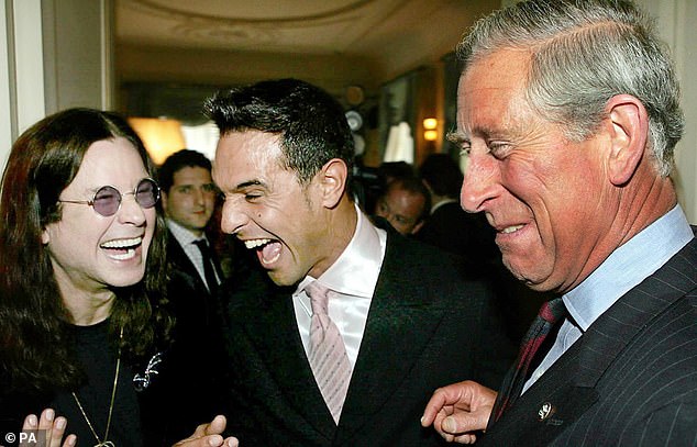 King Charles meets Ozzy Osbourne (pictured left) and X factor finalist Chico at a reception for the people lending their support to The Prince's Trust 30th Birthday concert, in Clarence House, London on May 18, 2006