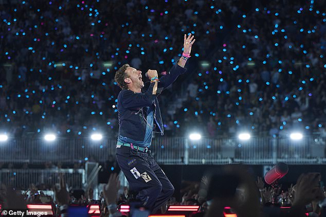 Coldplay frontman Chris Martin looks here as if he is about to fall - something he should be wary of in real life, if his name is anything to go by