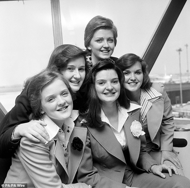 Anne rose to fame as part of the Nolan Sisters alongside her siblings (L-R, in 1975) Bernadette, Denise, Linda, Anne, Maureen and Coleen (not pictured)