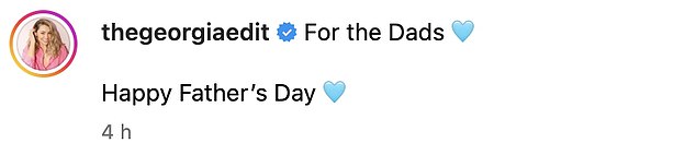 Meanwhile Georgia,  who has kept quiet throughout the scandal, posted a picture of Danny and son Cooper to celebrate Father's Day