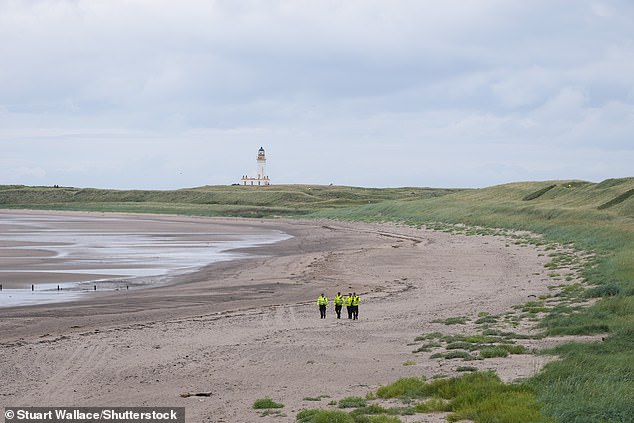 The course is surrounded by sand dunes and beaches, which are also being searched