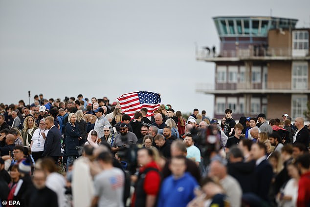 Huge crowds turned out to see the US President arrive in the UK