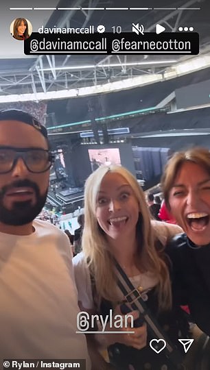 Rylan, Fearne Cotton and Davina McCall were also at the London gig