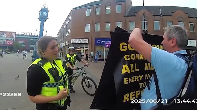 Mr Steele, who has been preaching the gospel for 25 years without incident, had been holding a sign that read 'God now commandeth all men every where to repent - Acts 17.30'