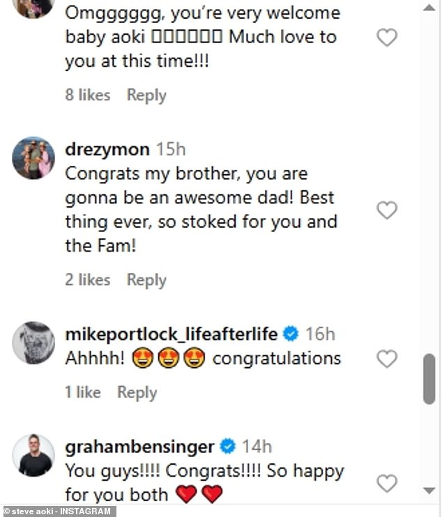 Fans flooded Steve and Sasha with well wishes following the birth of their son