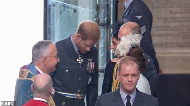 After William stepped in between Kate and Meghan, Harry seemed to lower his head to listen to his wife
