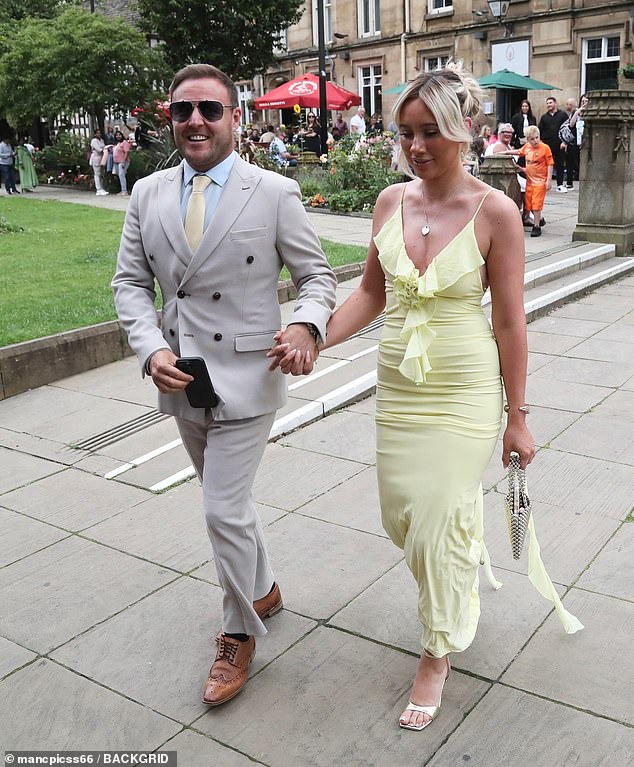 Alan Halsall appeared in high spirits as he arrived with his new girlfriend