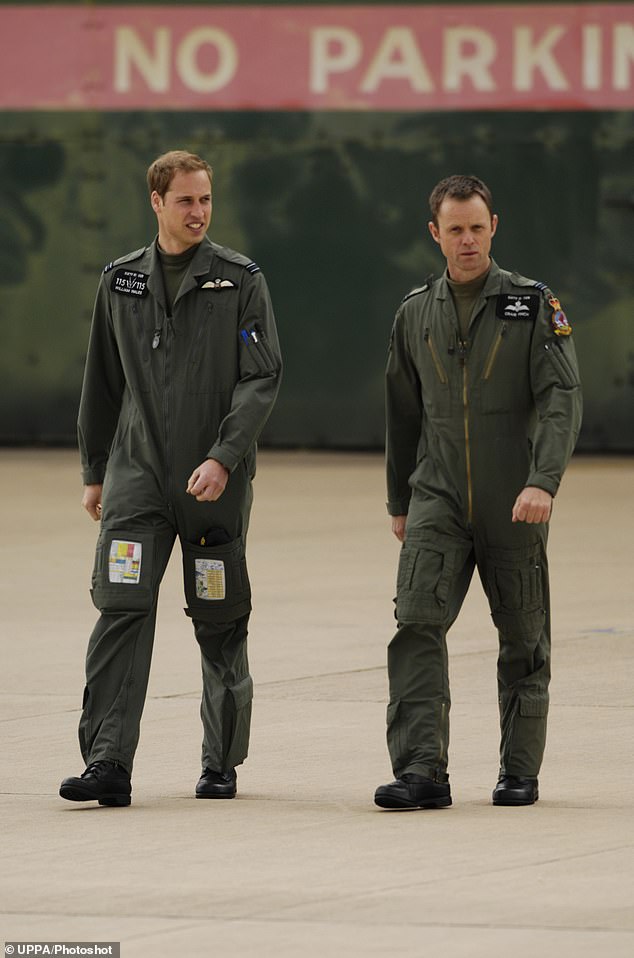 William with his flying instructor Craig Finch at Royal Air Force Shawbury, in Shrewsbury, where he was based for his military helicopter training in June 2009