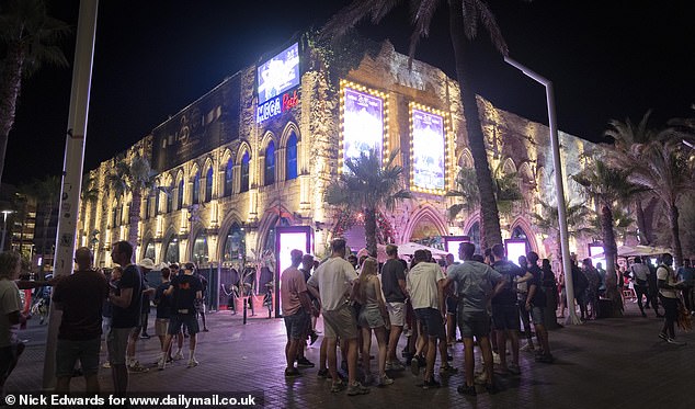 Pictured: Mega Park, one of Arenal's most popular German clubs. Revelers said the venue is split into two sides, one side for clubbing, and one side for live performances by German stars