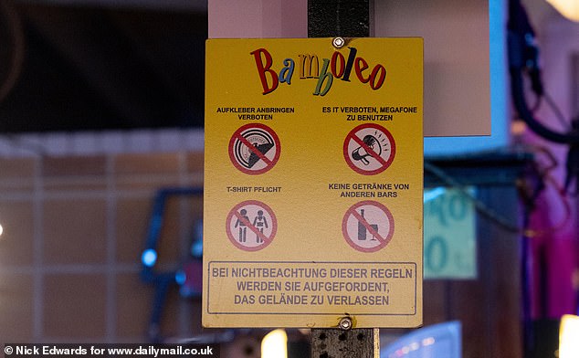 Even signboards were written in German, including this one with rules for Bamboleo beerhall
