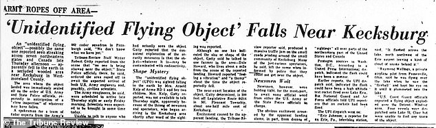 Pictured: The very first Greensburg Tribune-Review article on the Kecksburg UFO incident, dated December 10, 1965